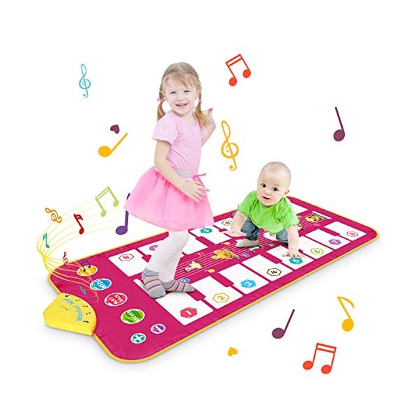 Magicfun Piano Mat, Music Dance Mat Toy for Toddlers, Double side Keyboard Play mat with 7 Animal Sounds, Educational Musical Carpet Gifts for Toddlers Boys Girls over 3 years old, 110 x 52 cm.
