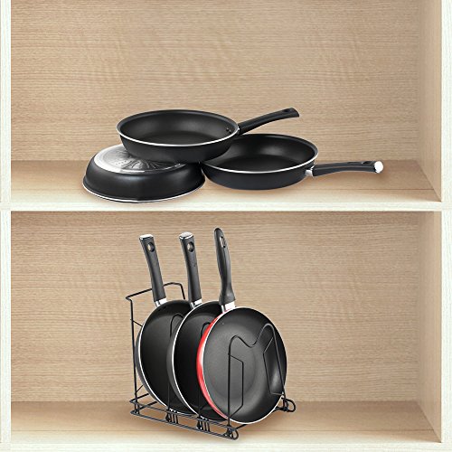 Adjustable Pot Organizer Rack, Gusgu 4-tier Cookware Pots & Pans Organizer Foldable Kitchen Cabinet Pantry Pan And Pot Lid Organizer Rack Holder For 8 9 10 11 12 Inch Cookware.(Black) - Thumbnail 4