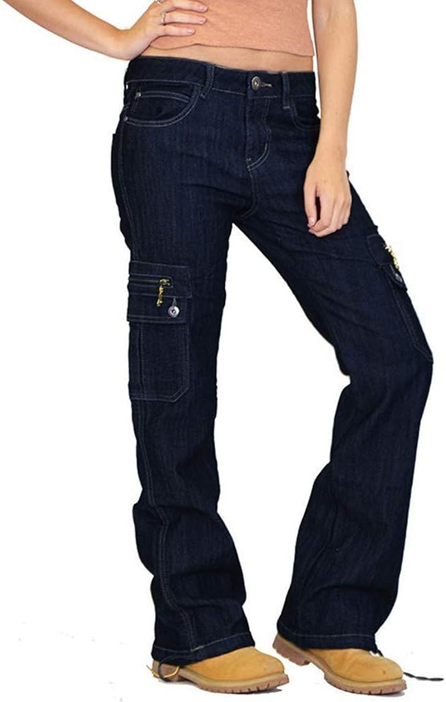 Damen Bootcut Jeans High Waist - 90er Jahre Flared Jeans - Vintage Denim Hose Bequem