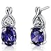 Peora Simulated Alexandrite Stud Earrings for Women 925 Sterling Silver, 3.50 Carats total Oval Shape 8x6mm, Friction Backs, Color Change Alexandrite Jewelry, June Birthstone