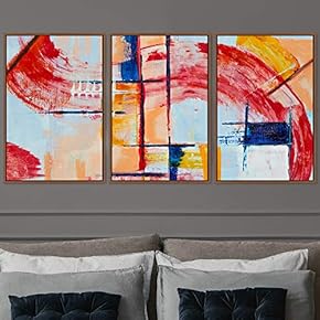 signwin 3 Piece Framed Canvas Wall Art Abstract...
