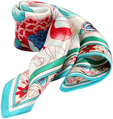100% Silk Scarf Neckerchief Small Square Print Scarves Women