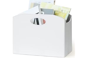 Neateam Magazine Holder, PU Leather Magazine Rack Foldable Magazine File Holder Book Bin Storage Basket Newspaper Magazine Holder Floor File Folder Magazine Organizer for Office Home (White)