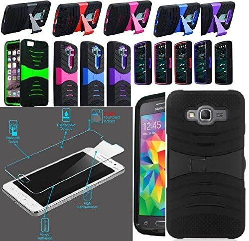 NP ARMOR Tempered GLASS Screen Protector + Phone Case For Samsung Galaxy Grand Prime / SM-G530H / G530 / G5308W / G530T / G530T1 / S920C / S920L (sBLACK/BLUE u/c)