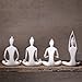 OwMell Lot of 4 Meditation Yoga Pose Statue Figurine Ceramic Yoga Figure Set Decor (White Set)