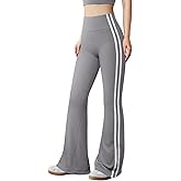 OQQ Yoga Pants Women High Waist Stripes Soft Casual Stretch Flared Bottoms Trousers