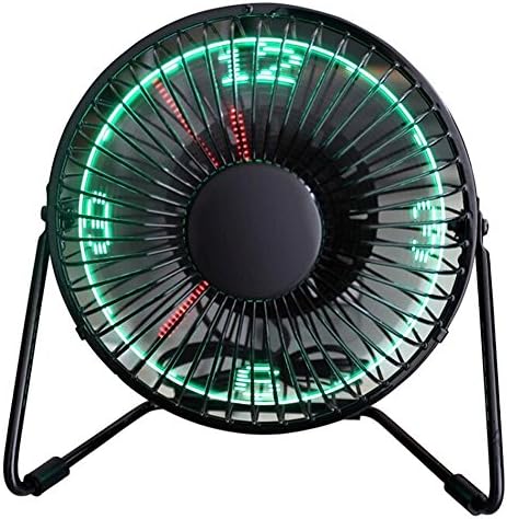 Mini USB Portable Desktop Fan, BearsFire Metal Design 4 Inch Personal Table Fan LED Clock Cooling Fan Low Noise Air Circulator Fan with Real Time Display for Home and Office (Black)