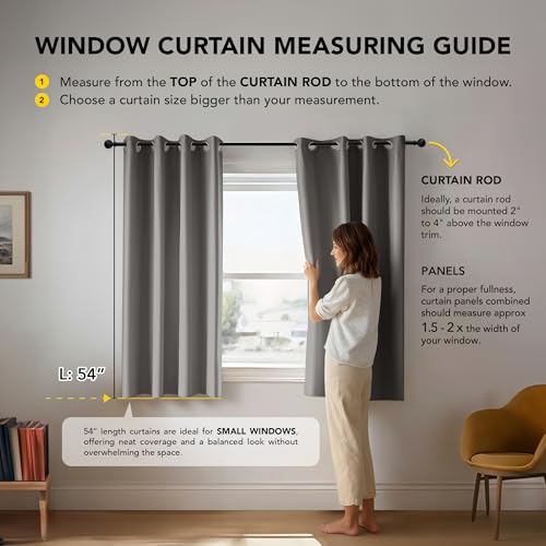 Deconovo Grey Blackout Curtains 46 x 54 Inch Eyelet Super Soft Thermal Insulated Bedroom Blackout Eyelet Curtains for Living Room Light Grey 2 Panels