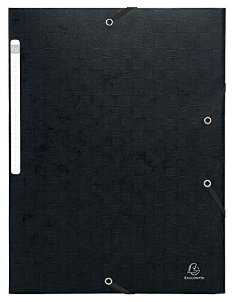 Exacompta - Ref 55751E - Scotten Elasticated 3-Flap Folders - Suitable for A4 Documents, 425gsm Embossed Mottled Pressboard, FSC-Certified - Black (Pack of 10)