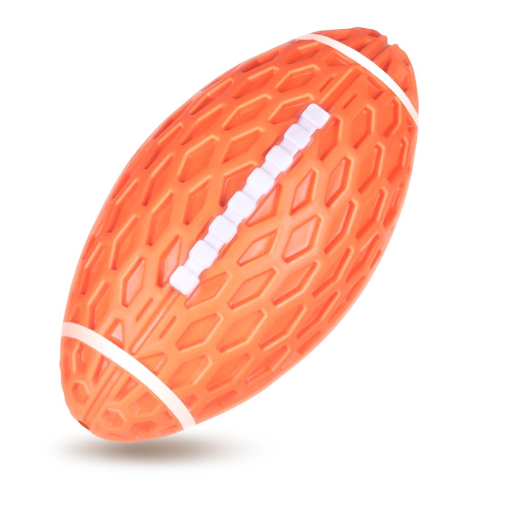 AUSCAT Dog Rugby Ball, Squeaky Dog Ball for Medium Large Dogs, Dog Rugby Ball Toy, Orange, Large,5.5"/14 cm — image 1