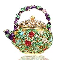 YUFENG Mini Teapot Trinket Box Hinged For Girls Ring Holder Handmade Ring Holder Dish Decorated (teapot)