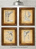 Original Luger Recoil Loading Small Arms Patent Art Prints - Set of Four Photos (8x10) Unframed - Great Gift for Gun Owners