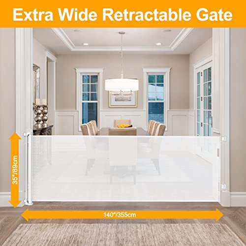 140 Inch Extra Long Baby Gates for Large Openings Outdoor Retractable