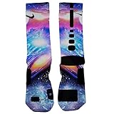 Custom Nike Elite Cosmic Storm socks Small Purple Blue