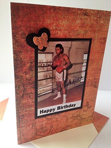 MUHAMMAD ALI famous American boxer Great Heavyweight champion Vintage themed Happy Birthday wishes Fighter butterfly bee boxer Card matching envelope A6/C6 size