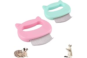 Brillirare 2 Pack Pet Combs, Grooming Comb for Dog & Cat Massage, Shedding Brush Shell Comb, Knots, Mats, Loose Hair, Tangles Remover For Puppy, Rabbit, Bunny