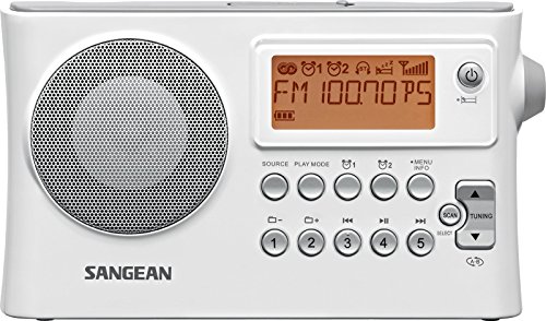 Sangean PR-D14 AM/FM-RDS Portable Receiver with USB-White (Certified Refurbished)