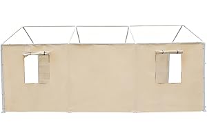 Rutile 10x20 Carport Replacement Sidewall, 180G PE Waterproof & UV Protected Sidewall Cover (Beige, Sidewall Panel with Mesh Windows)
