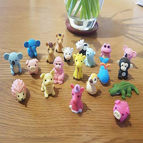LanMa Pencil Erasers Zoo Animals Erasers NonToxic Take Apart Erasers