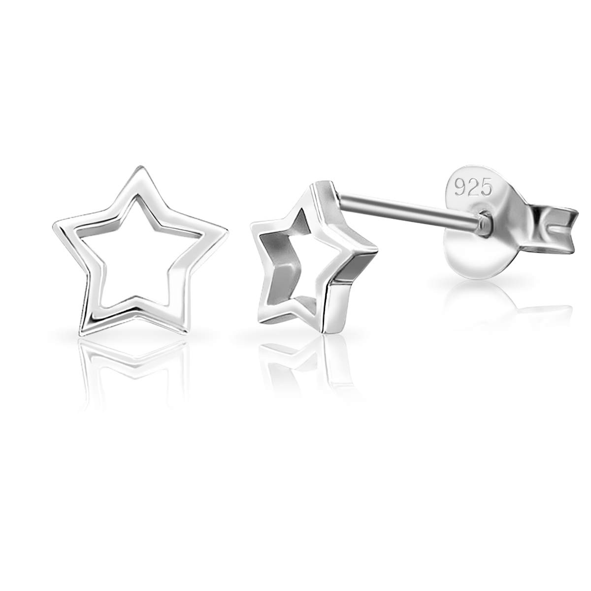 925 Sterling Silver Star Earrings - Hypoallergenic Unisex Ear Studs for Women & Men - Small Star Studs Design - Minimalist Piercing for Cartilage or Lobe - Silver Jewellery — image 1