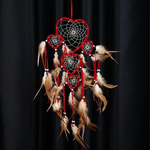 Trudged(TM) Dream Catcher with Feather Wooden Bead Heart-shaped Handmade Indian Style Wall Home Decoration Ornament Car Pendant