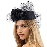 Sinamay Pillbox Fishnet Flower Fascinators Millinery Cocktail Derby Cap Hat Navy