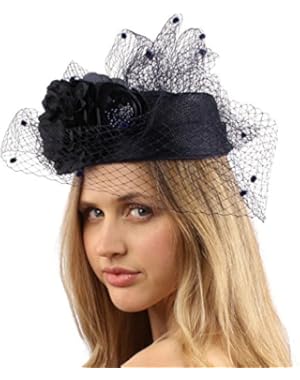 Sinamay Pillbox Fishnet Flower Fascinators Millinery Cocktail Derby Cap Hat