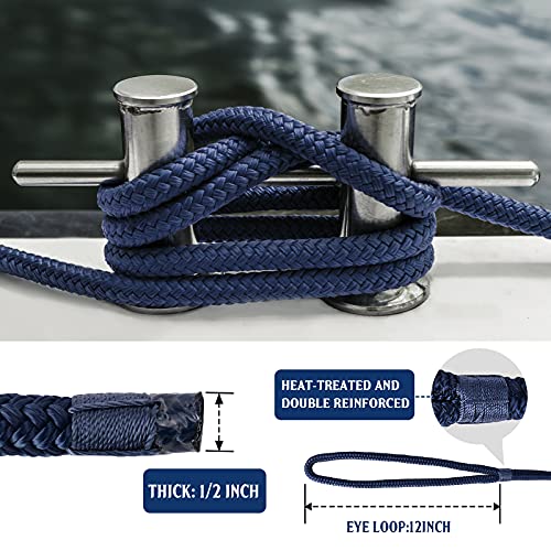 GREENEVER Dock Lines&Ropes Boat Accessories3PC 1/2inX15 Ropes for