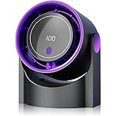 OHLGT Table Fans, 100 Speeds Wall-Mounted Desk Fan Ultra Quiet, Battery&Speed Mode LED Display Rechargeable Motor Fan, 180°Wide Angle, 2000mAh Portable Fan for Office Bedroom Home Kitchen (Dark)