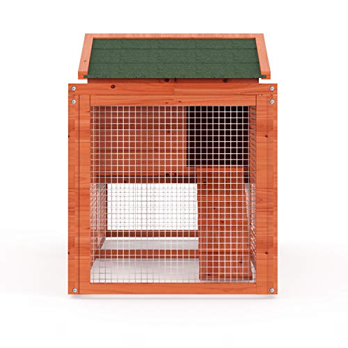 LINLUX 62" Large Outdoor Wooden Chicken Coop, Garden Backyard Bunny Hen House Small Animal Cage with Hutch Wire Fence, Ventilation Door, Removable Tray