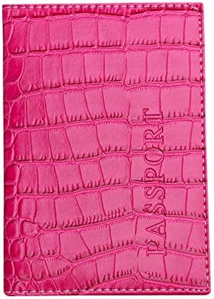Passport Holder Organization Cover Case Soft PU Leather Travel Wallet Protector ID Business Card (Hot pink)