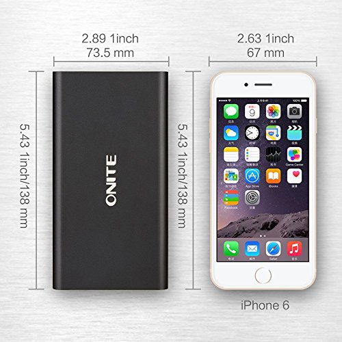 Onite 10000Mah External Battery Packs Power Bank for Samsung Galaxy S9, Note 8, S8, Plus, S7 S6 S5 S4 S3, J7 J5, LG Stylo 2 3, K7 K8, Rebel, V30 V20 G6 G5 G4 G3, Sony Xperia, Black