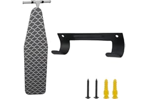 EXCLEN Ironing Board Hanger Wall Mount Ironing Board Holder Organizer Wall Rack for Laundry Rooms Storage Rack Hanging Shelf Hanger (Black)