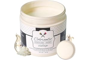 Colorantic | VINTAGE CREAM Furniture Chalk Based Paint for DIY, Cabinets, Glass - Multi-Surface Craft Paint- Non-Toxic | OFF-WHITE Decorative Painting for Wax Finish Wood Waverly (8 oz (Pack of 1),