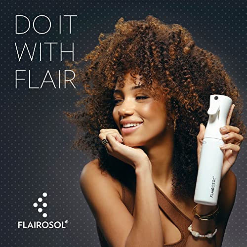 FLAIROSOL, The Original, Spray Bottle, Continuous Mister for Hair and Beauty, Home care and 1,001 uses. Trusted by Professionals. Patented Technology. 300ml, Clear Bottle, Black Print