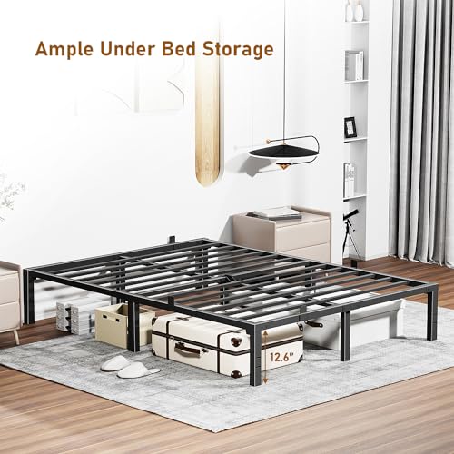JUNHEDAMAI 14 Inch Queen Size Bed Frame, Heavy Duty Metal Platform Bed
