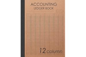 Accounting Ledger Book 12 Column: 120 pages , 8.5 x 11 inches ( large size ) , Brown craft paper style cover : Simple / Gener