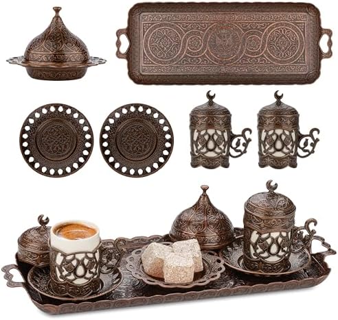 Alisveristime Ottoman Turkish Greek Arabic Espresso Coffee Cups with Saucer  and Lid (Set of 2) (Hilal) (Copper) price in Saudi Arabia | Amazon Saudi  Arabia | kanbkam