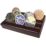 4 Row Challenge Coin Display Stand, Military Coin Holder Stand Wooden