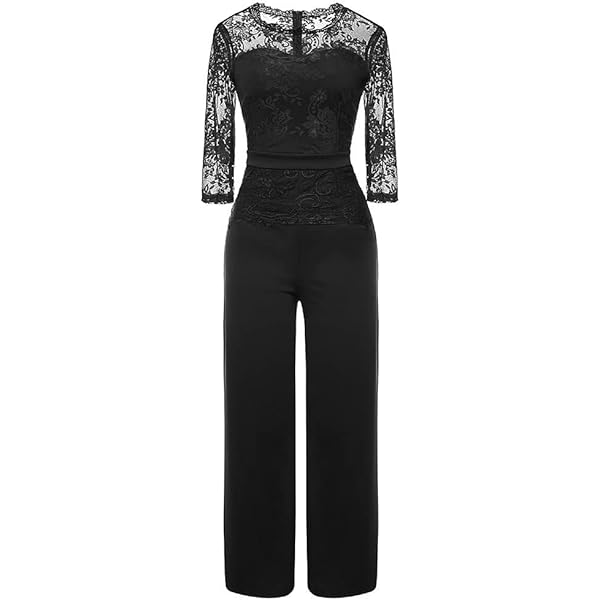 Amazon.com: Formal Jumpsuits for Women Lace 3/4 Sleeve Slim