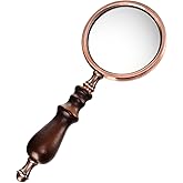 Hiceeden 10X Antique Magnifying Glass, Brass Handheld Magnifier with Wooden Handle, Decorative Reading Magnifying Lens, Vinta