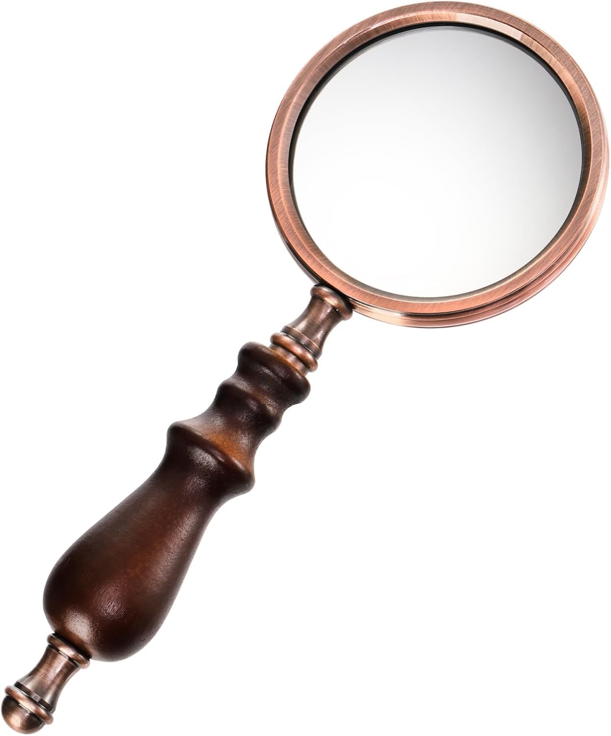 Hiceeden 10X Antique Magnifying Glass, Brass Handheld Magnifier with Wooden Handle, Decorative Reading Magnifying Lens, Vintage Gift for Elderly, Senior