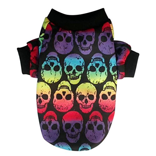 Teresamoon Pet Puppy Small Dog Cat Elastic T-shirt Clothes Skull T-Shirt Apparel (XL, Mulitcolor)