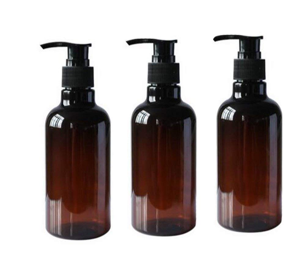 3PCS 250ML 8OZ Refillable Empty PET Plastic Pump Bottles Shampoo Shower Gel Jars Containers with Black Pump Tops for Makeup Cosmetic Bath Shower Toiletries Liquid Containers
