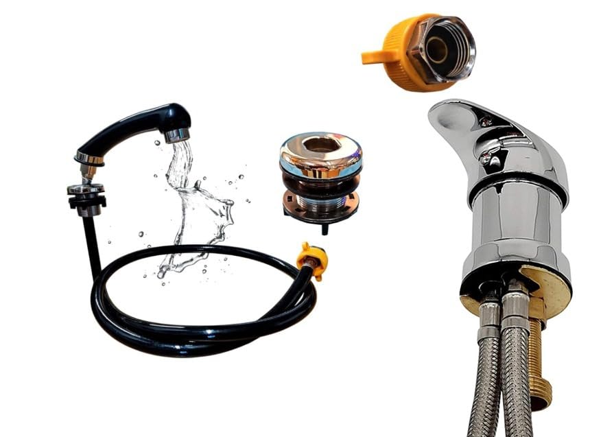 Brass Hairdressing Mixer Tap with Shower Head (Special Installation Nuts to Reduce Plumber Labour or DIY)