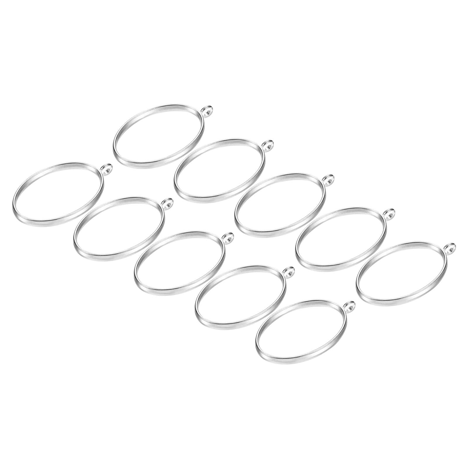 M METERXITY 20 Pack Open Bezels for Resin - Hollow Frames Alloy Oval Shaped, Apply to DIY Crafts Pendants Pressed Flowers (Silver Tone)