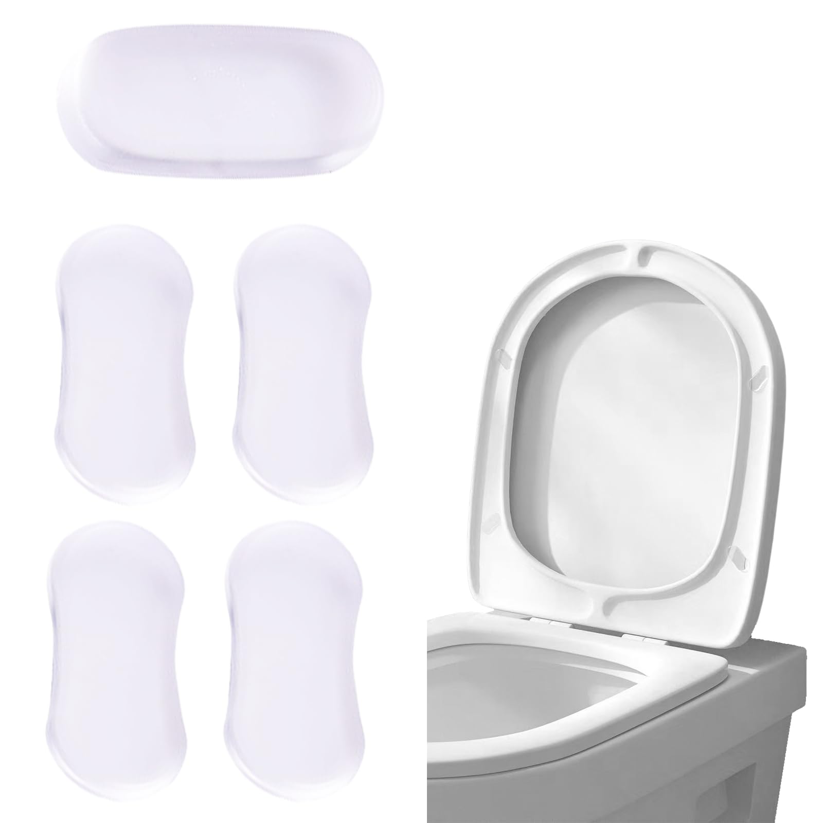 Acpetdr 5 Pcs Toilet Seat Pads Bumpers, Toilet Seat Bumpers Kit, Toilet Seat Buffer Pads, Toilet Seat Bumper Replacement Kit Bidet Bumpers, Transparent Toilet Lid Rubber Pad