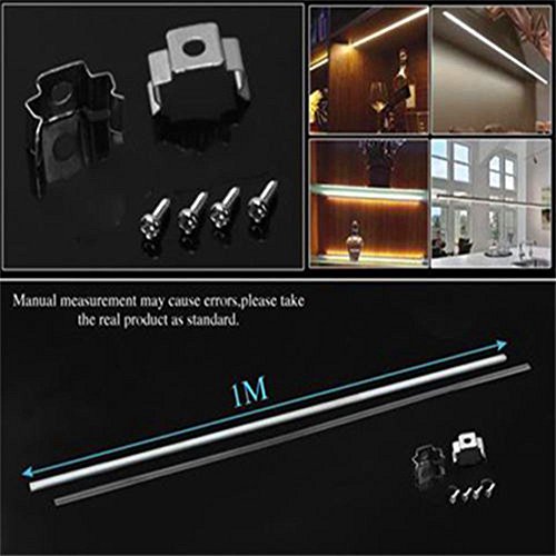 6-Pack 3.3ft/1Meter U Shape LED Aluminum Channel System with Crystal Clear Cover,12 End Caps and 12 Mounting Clips,24 Screws for LED Strip Light Installations, Led Lights Diffuser Segments