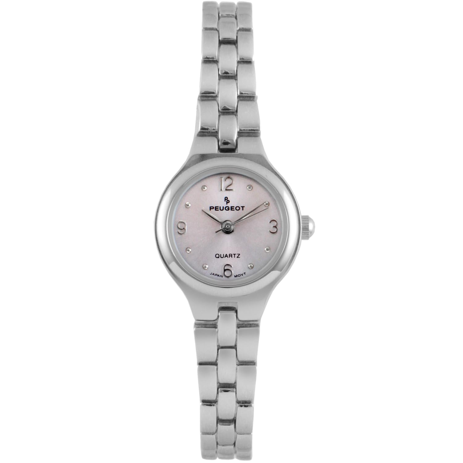 Peugeot Women's Petite Round Wrist Watch with Link Bracelet, Purple, Minimalist