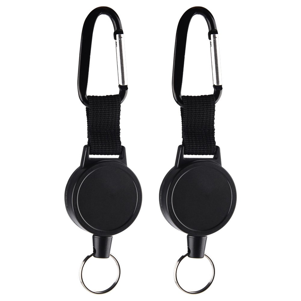 Kuuqa 2 Pack Heavy-Duty Retractable Keychains Retractable ID Badges Holder with 65cm/ 25 Inches Steel Wire Rope